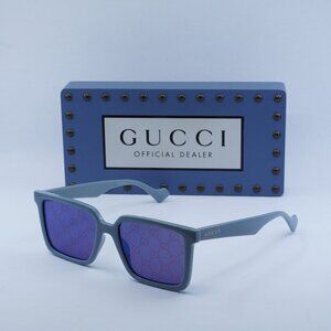 Gucci GG1540S 003 Square Sunglasses - Blue/Blue with GG Pattern